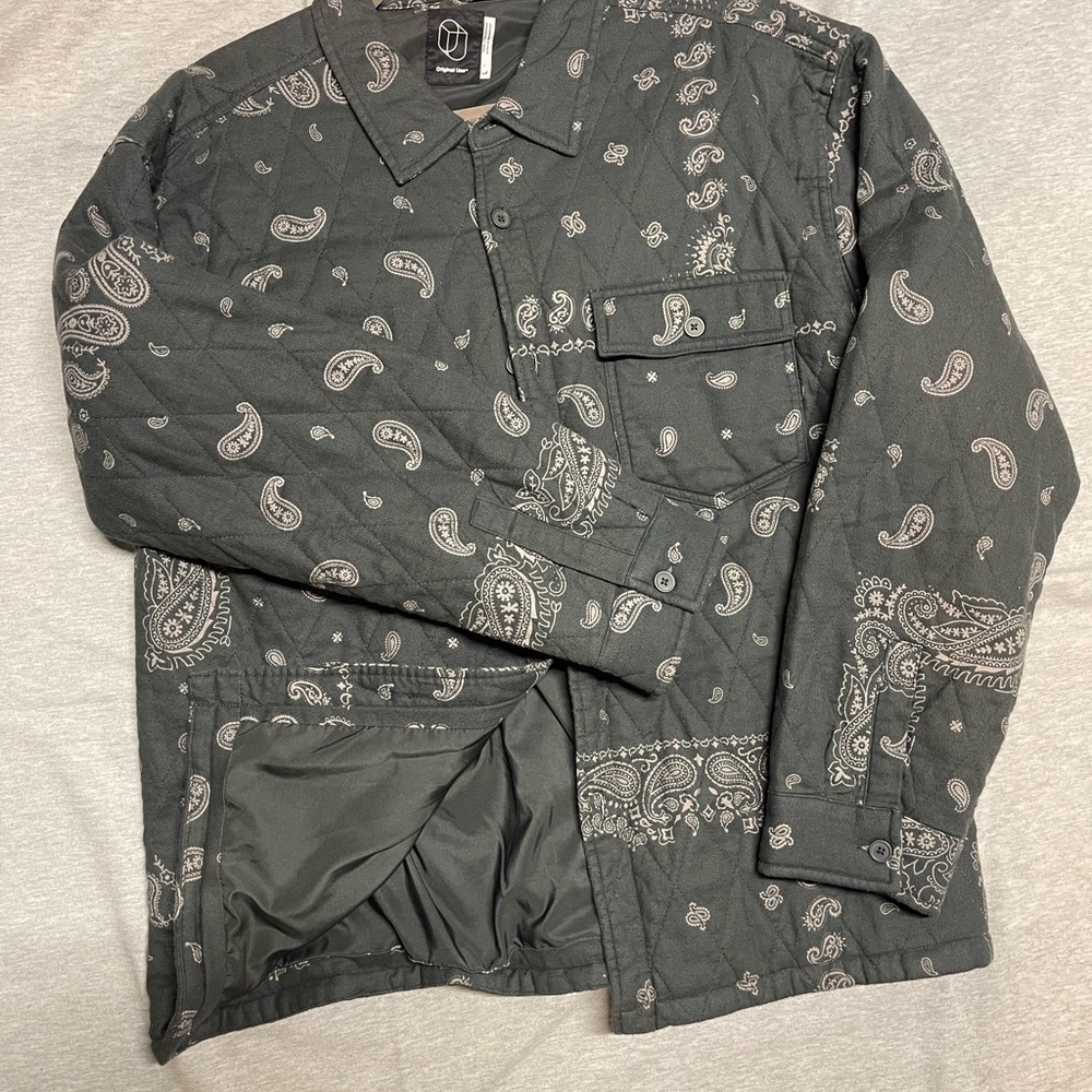 Original Use Dark Gray Paisley Shirt Jacket